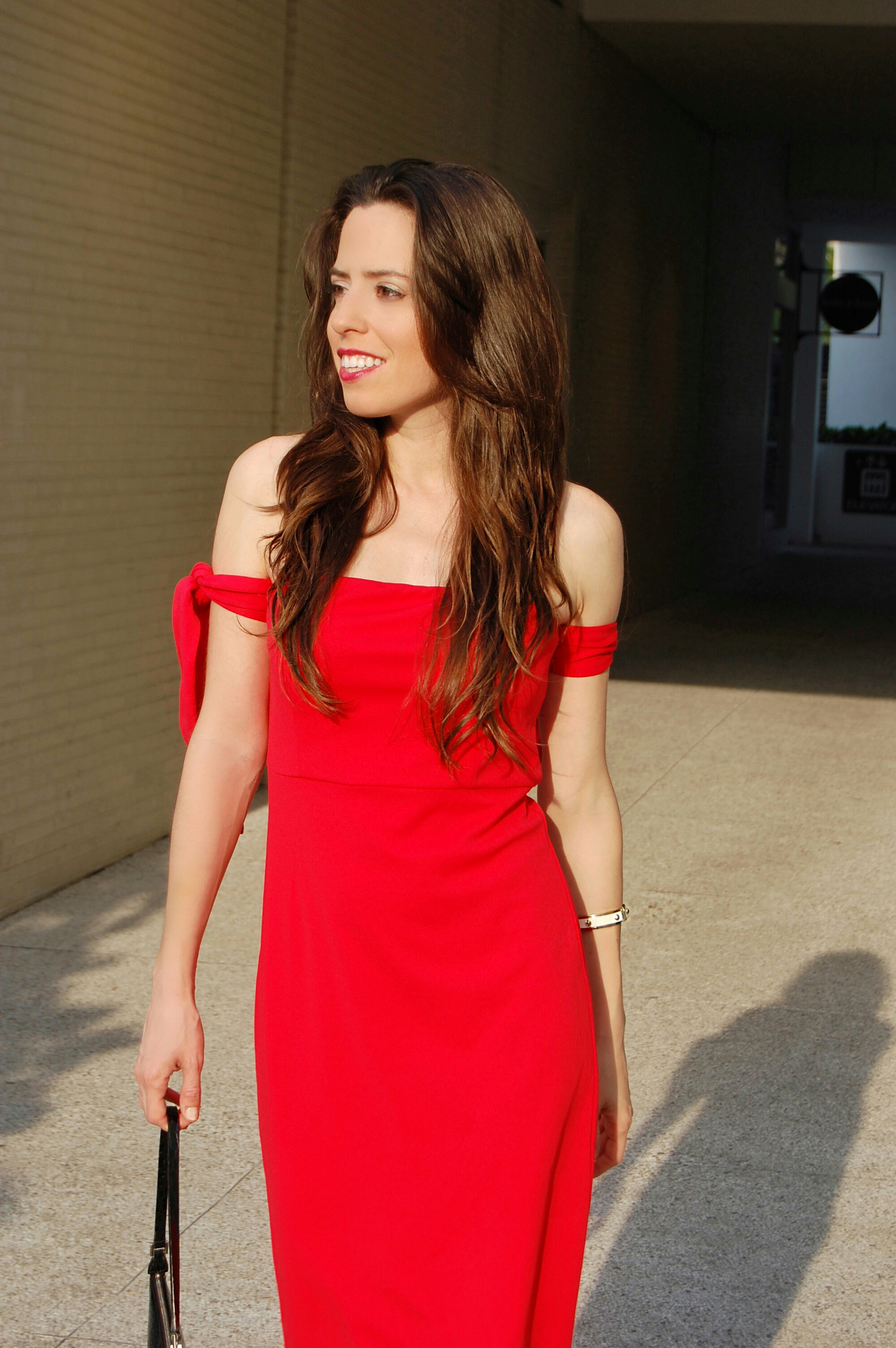 midi red dress