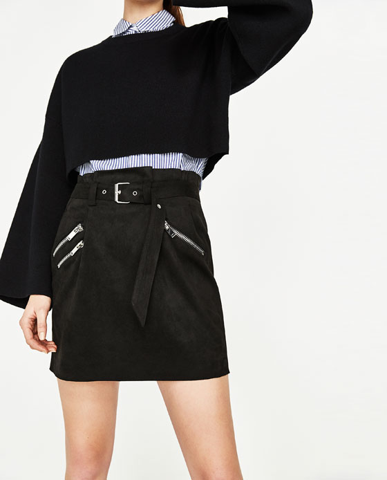 zara skirt with zips