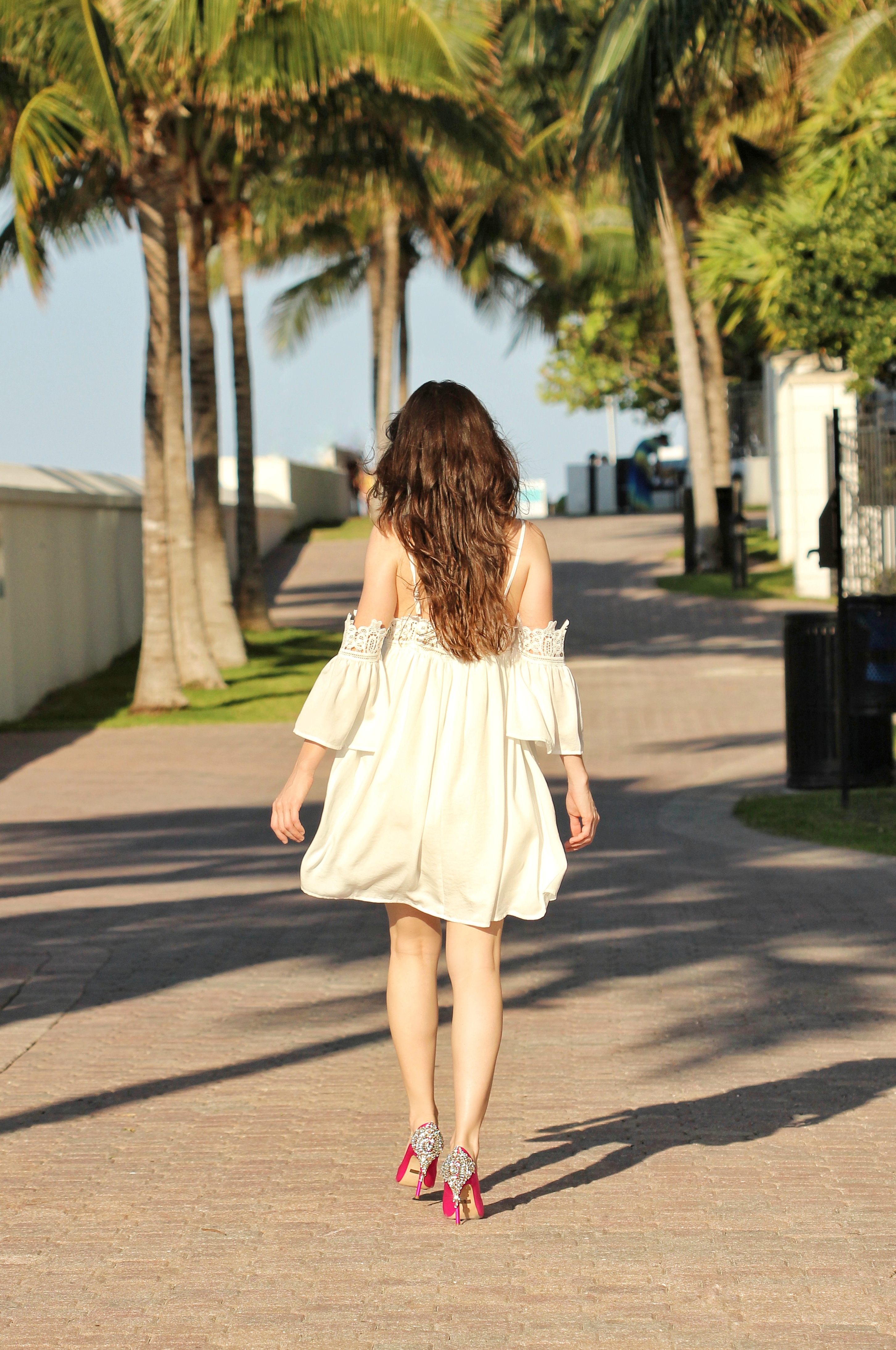 off shoulder white dress