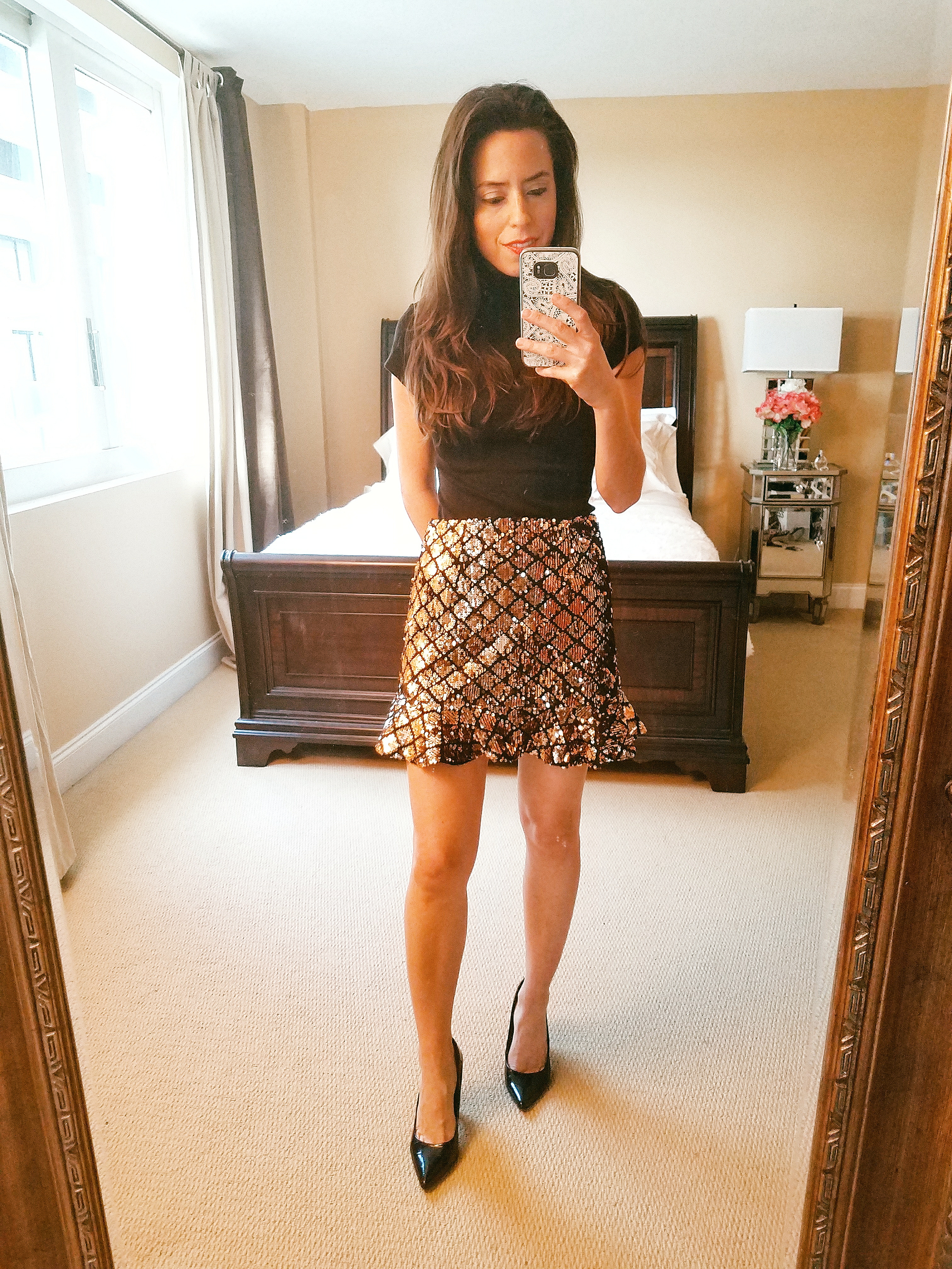 sequin mini skirt 