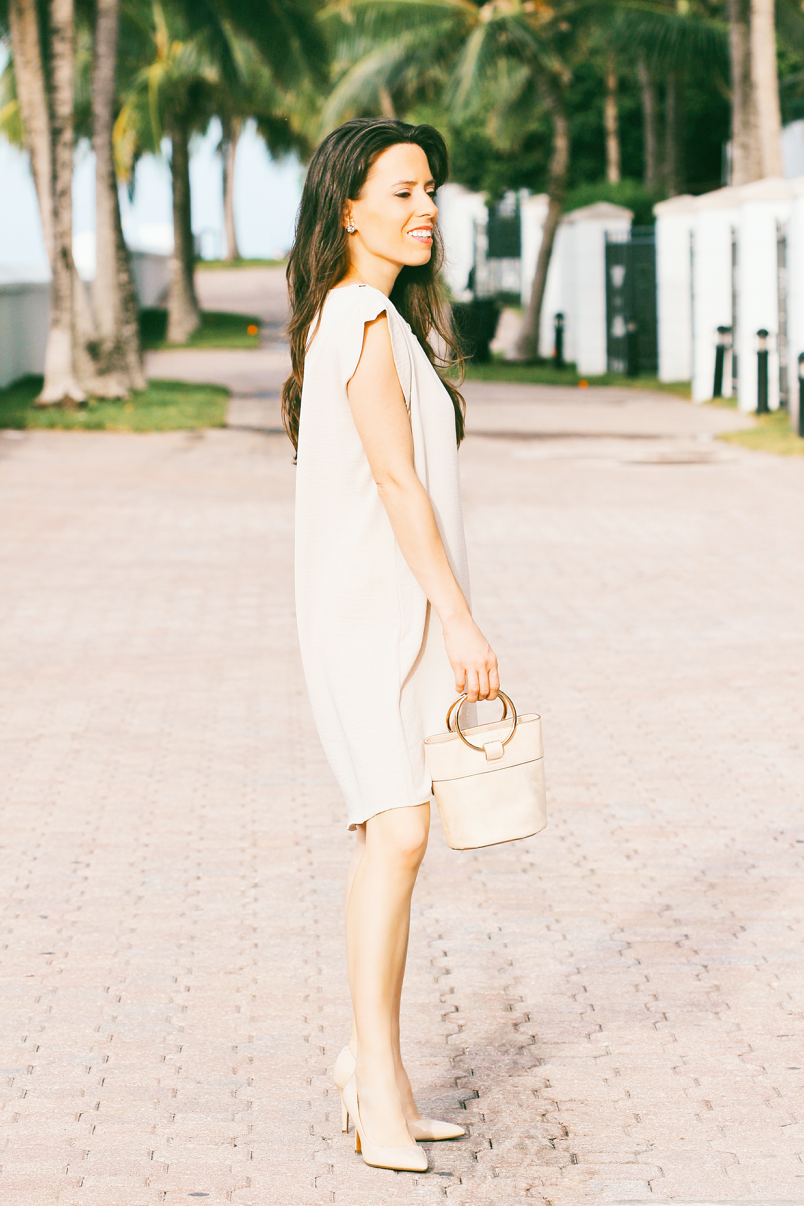 neutral midi dress