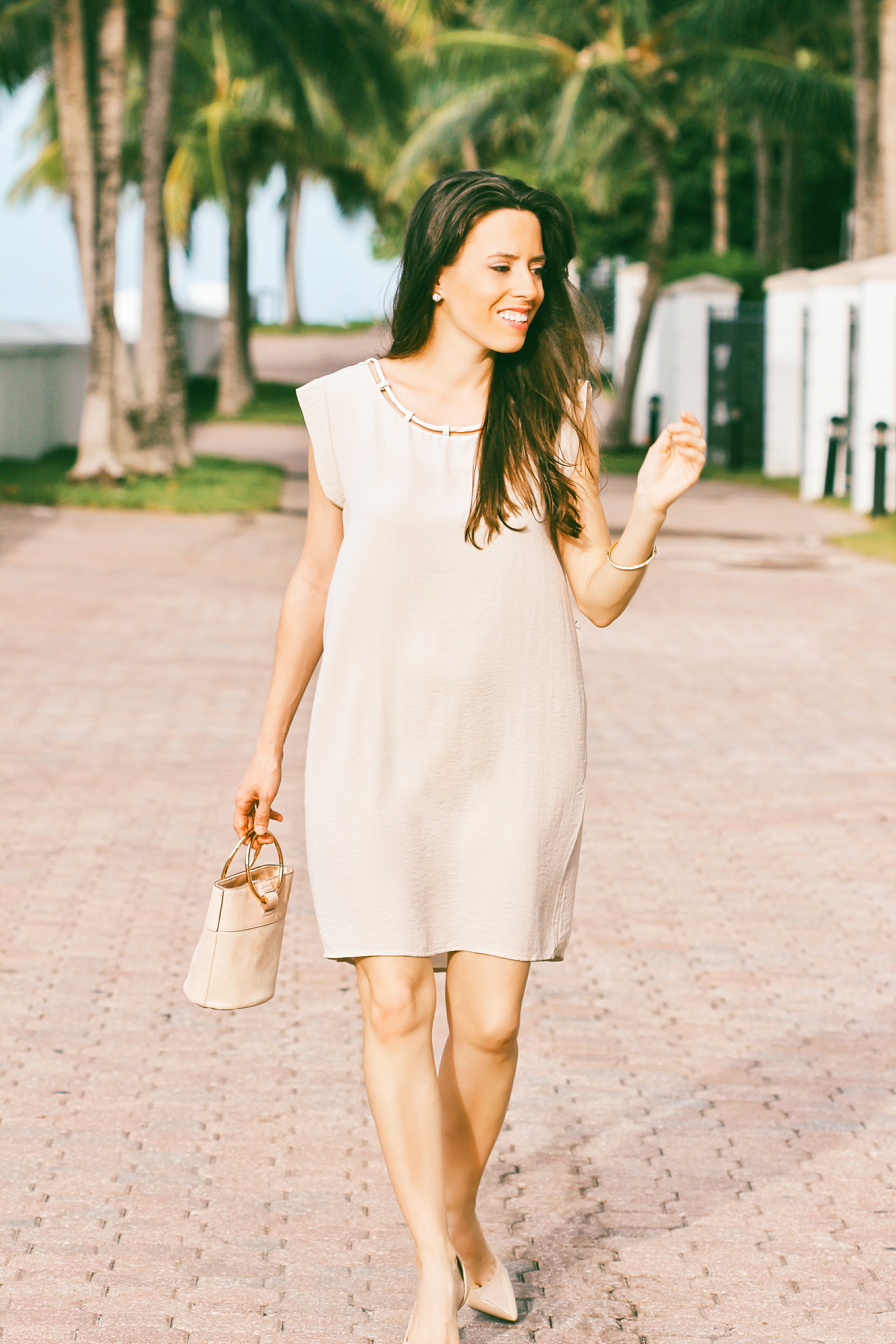 neutral midi dress