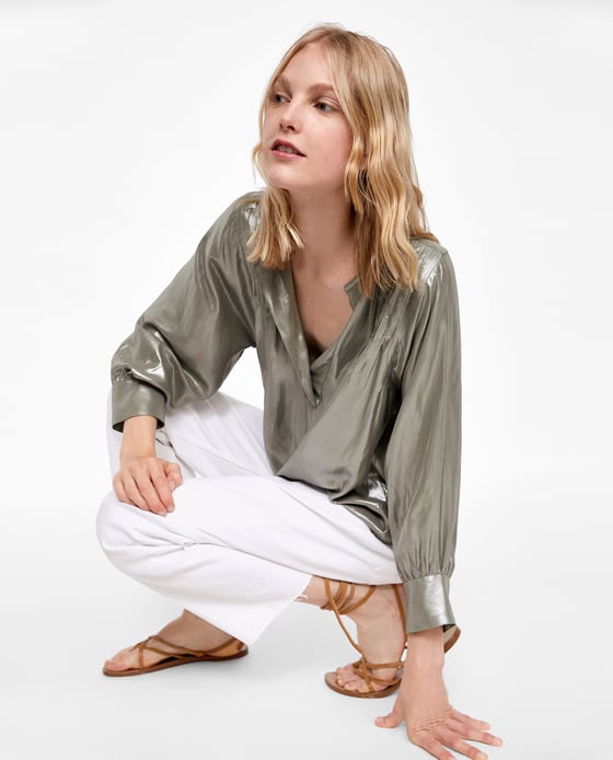 metallic blouse zara