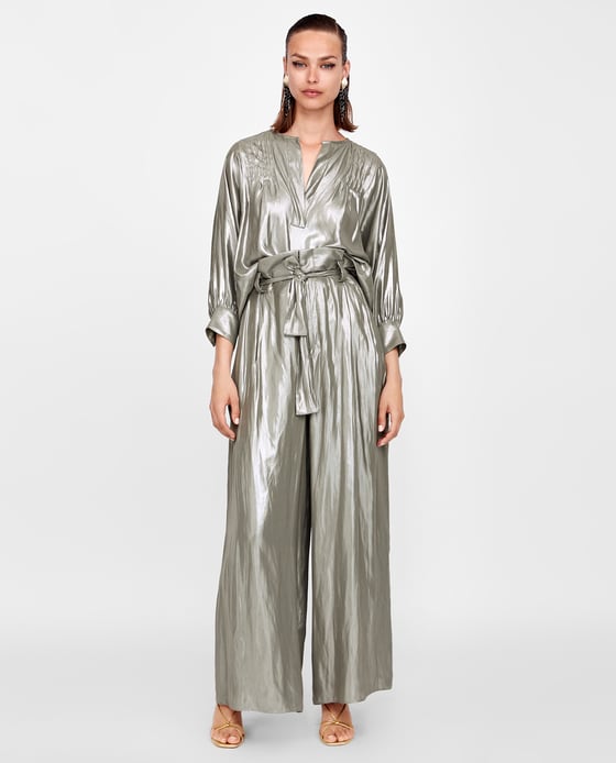 metallic pants zara