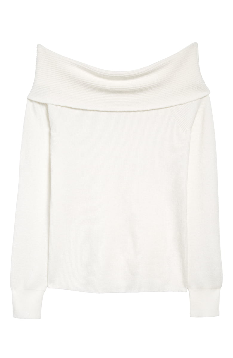 white off the shoulder sweater