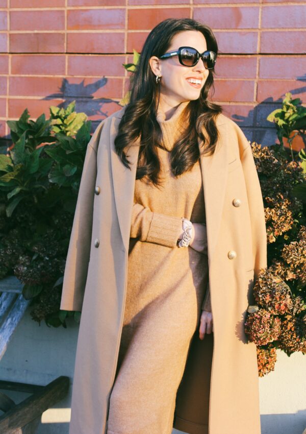 Cozy Fall Look: Long Coat & Sweater Dress