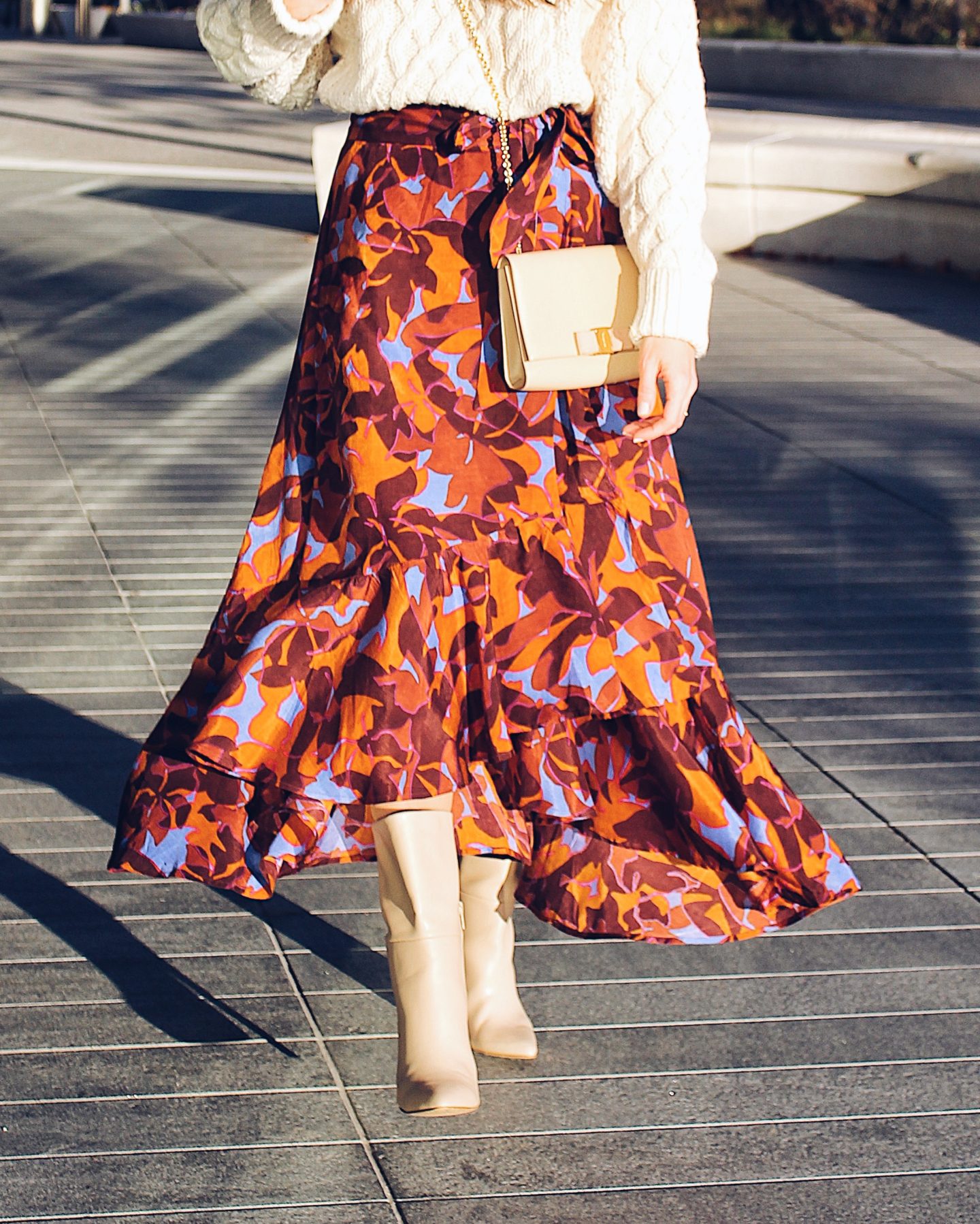 How to Wear a Floral Wrap Skirt Outfit Idea -- Ana Florentina