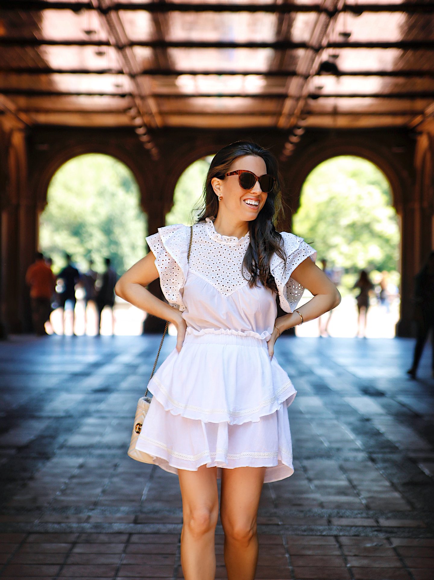 TARGET-EYELET-TOP-and-white-mini-skirt