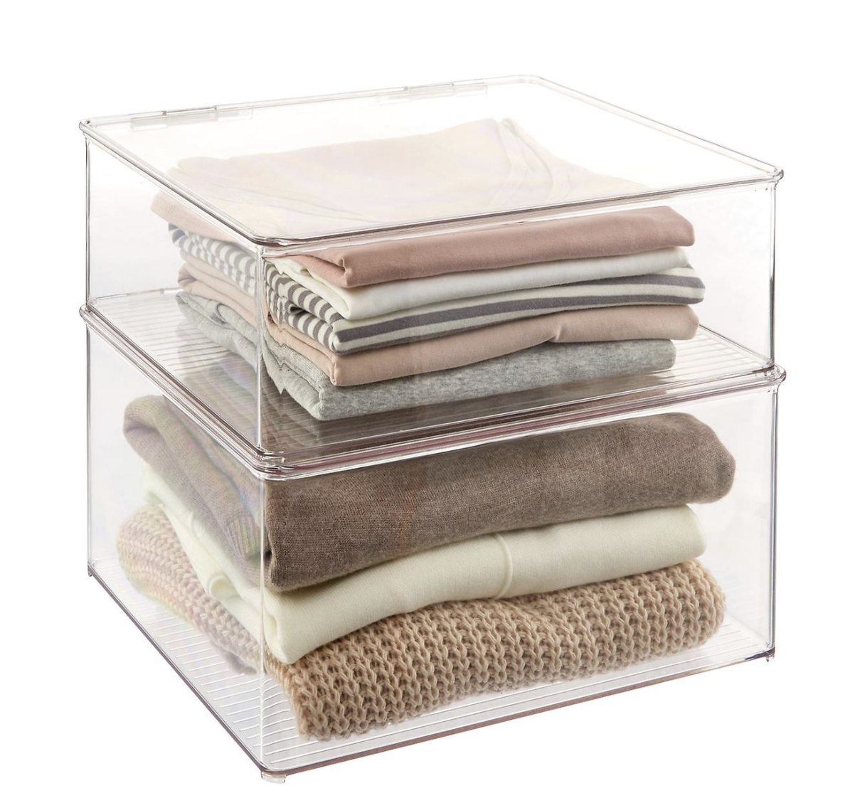 iDesign Hinged-Lid Stackable Shirt & Sweater Boxes