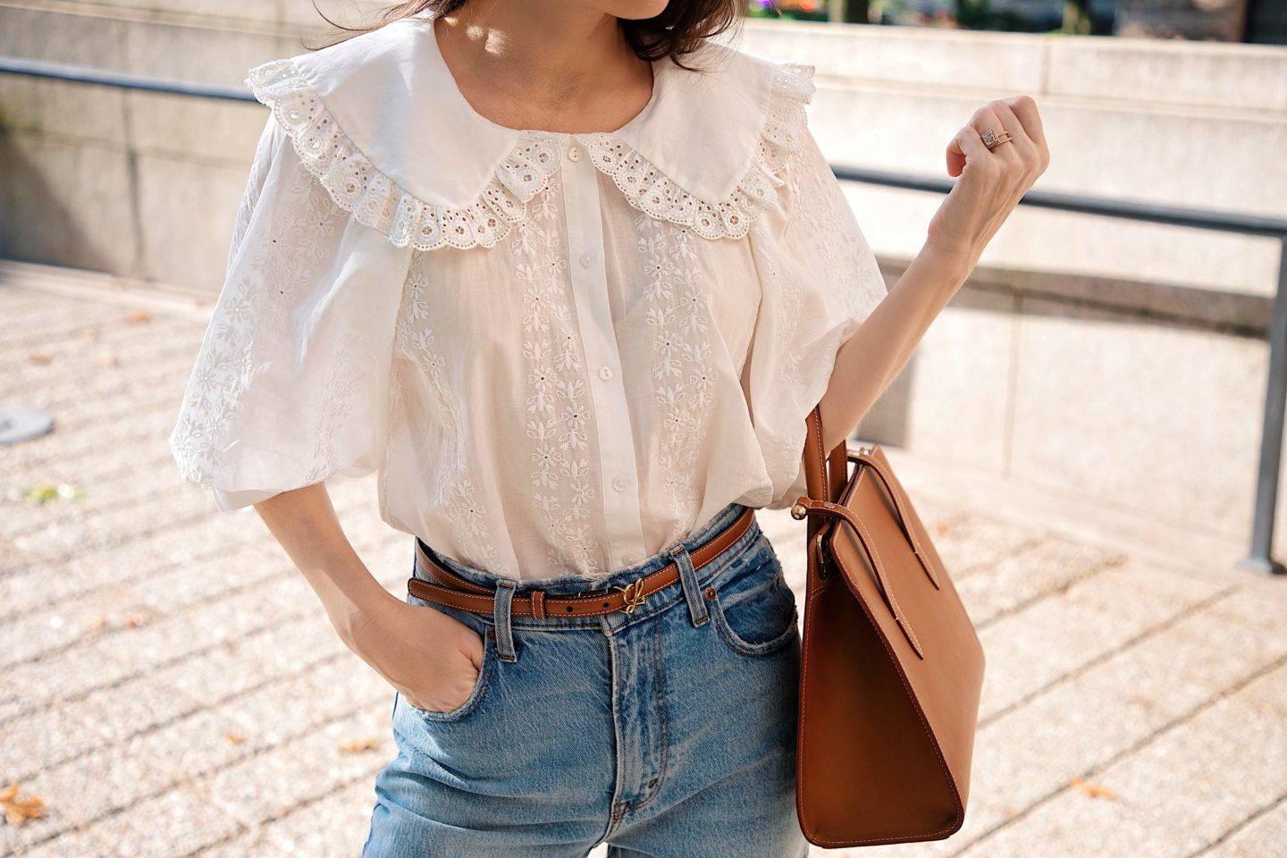 baby doll white collar blouse