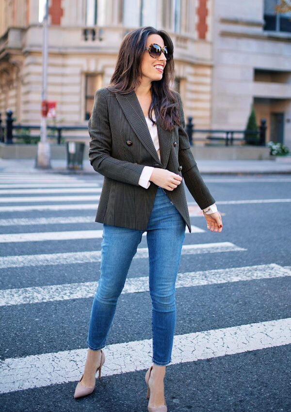 double breasted blazer & jeans