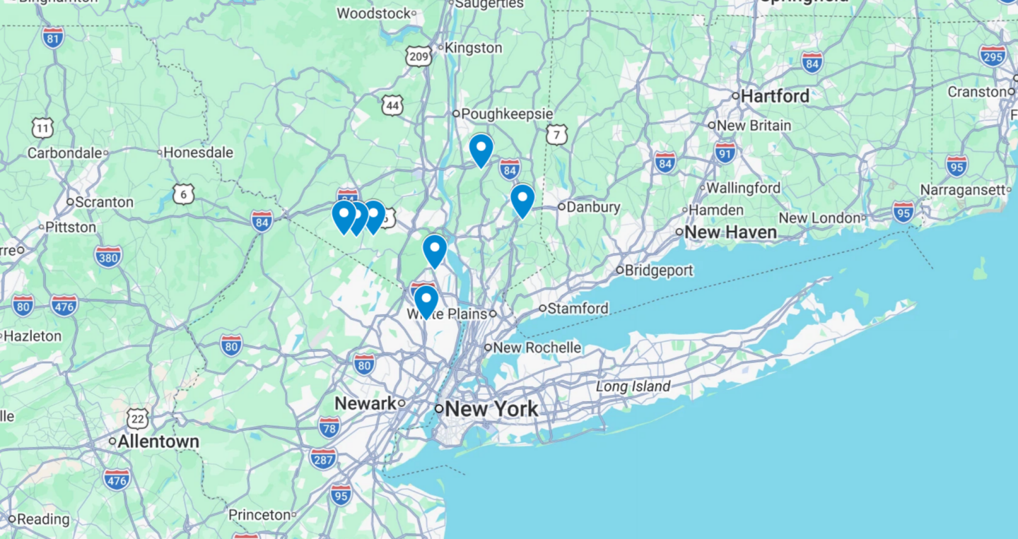 Map of Apple Orchards near New York