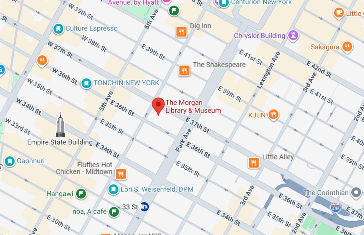 Morgan Library NYC map